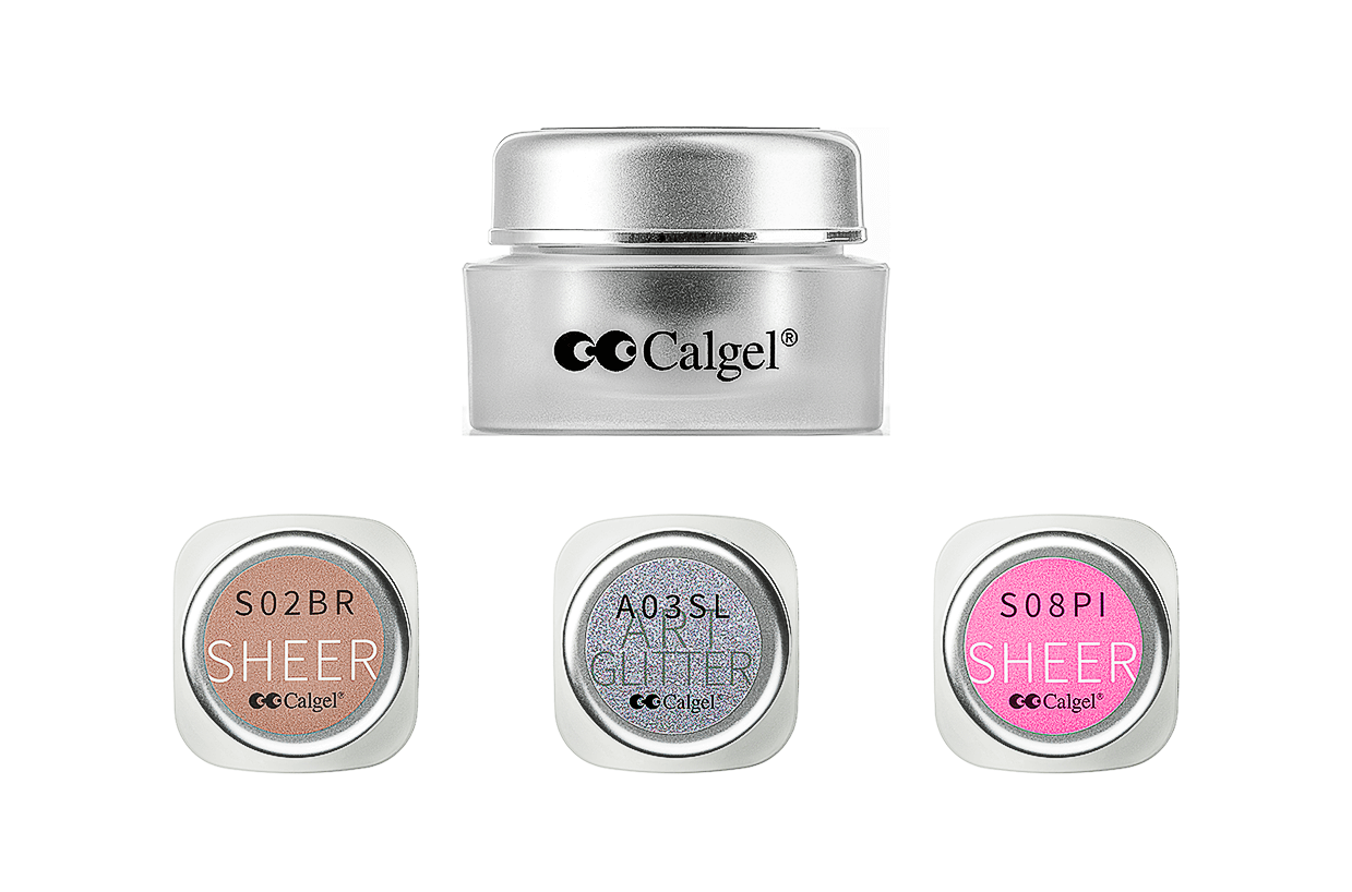 Calgel bottles sheer & glitter